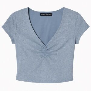 BRANDY MELVILLE Blue V-Neck Women's Top - Size S